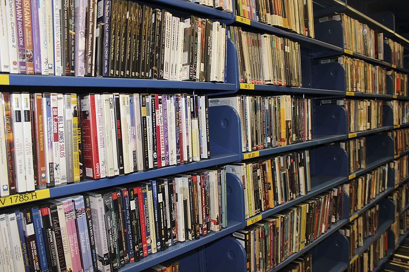 photograph depicts rows of DVDs organised neatly
